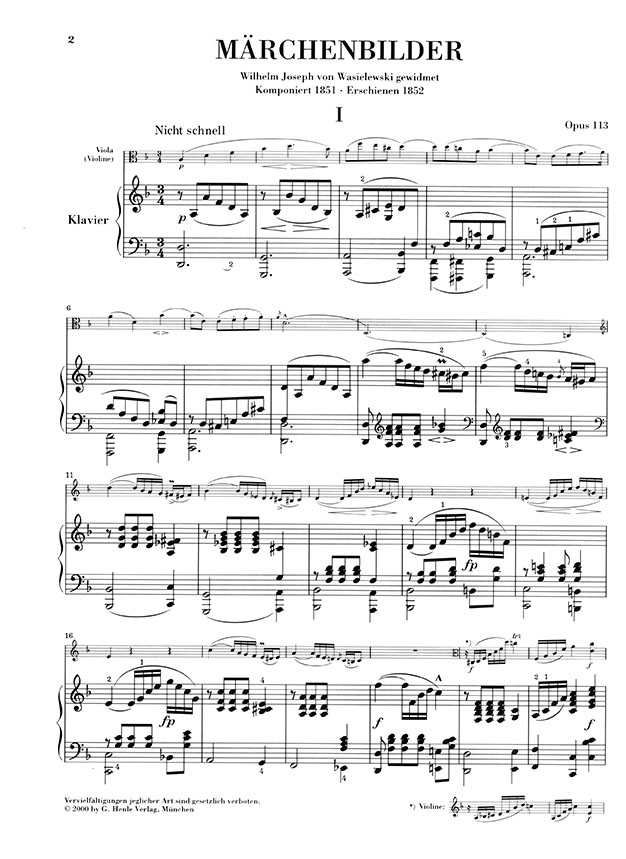 Schumann Märchenbilder Opus 113 Version for Piano and Violin