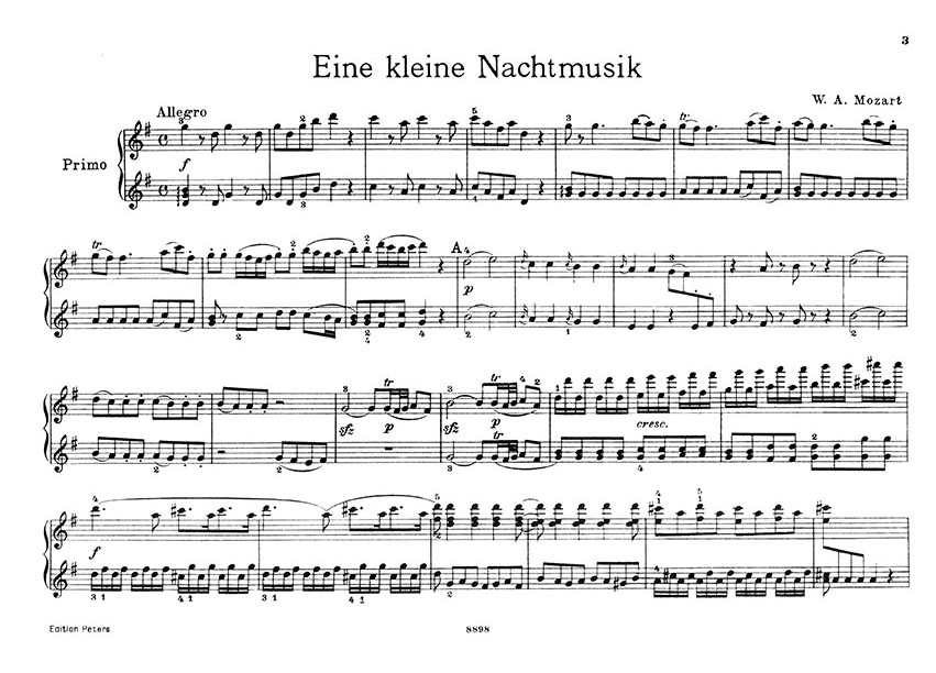 Mozart "Eine kleine Nachtmusik" K 525 Klavier zu 4 Händen