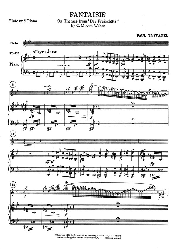 Paul Taffanel Fantaisie on Themes from "Der Freischütz" by C. M. Weber for Flute & Piano