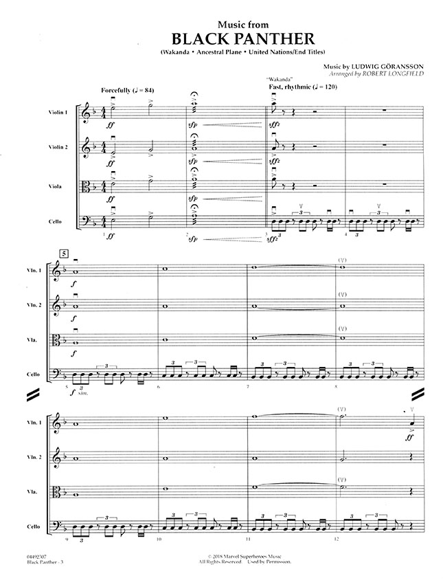 Pops【Music form Black Panther】for String Quartet