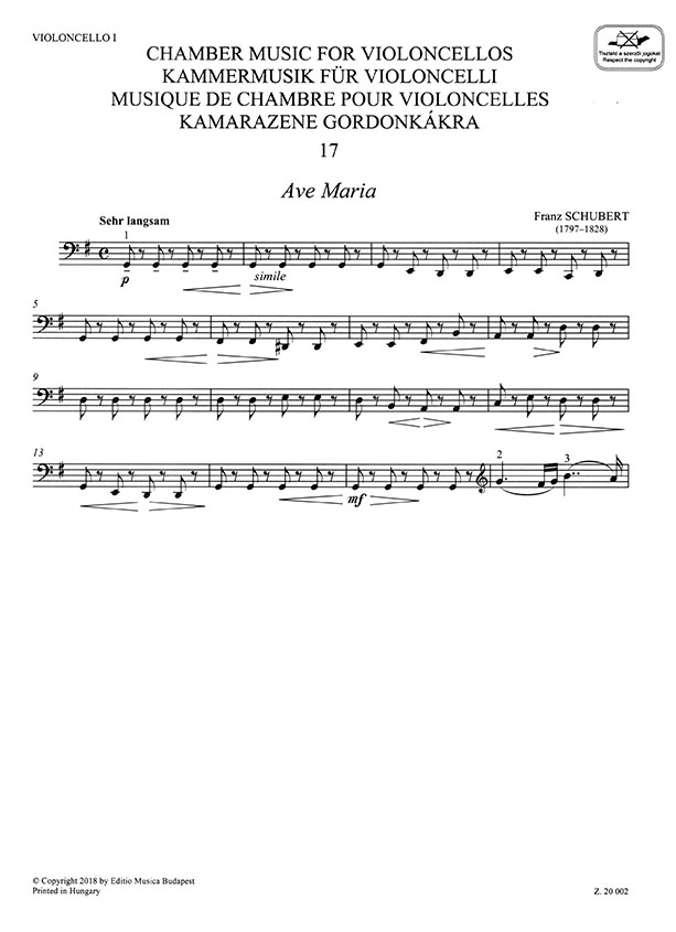 Chamber Music for Violoncellos【Volume 17】Score and parts