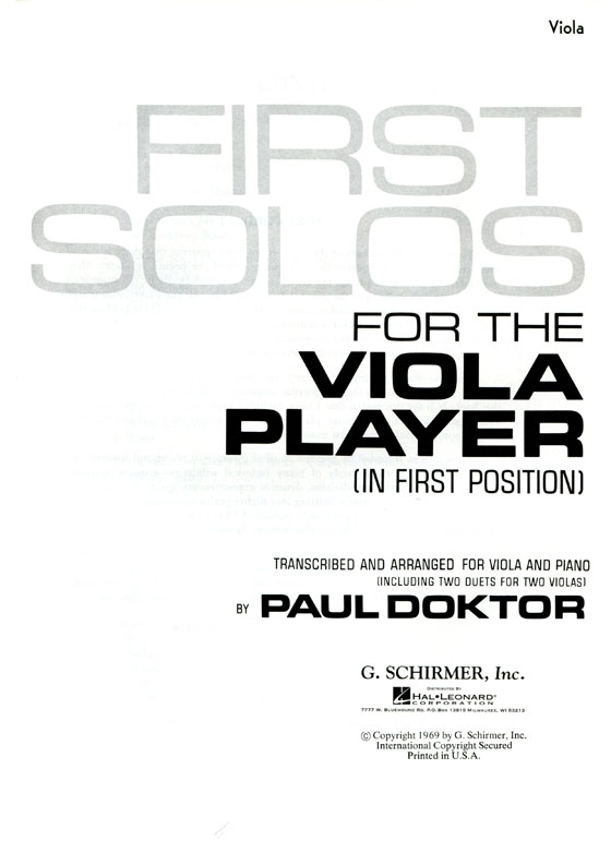First Solos【 for the Viola Player】in First Position