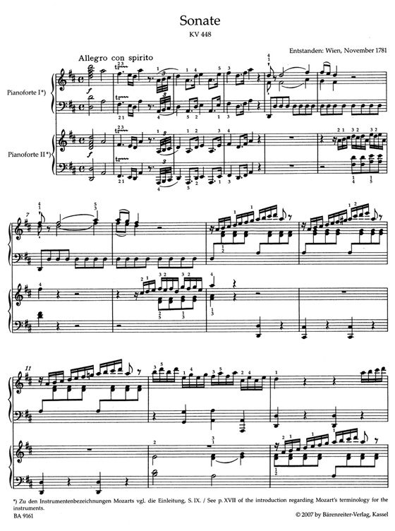 Mozart【Sämtliche Werke / Complete Works KV 448 , KV 426 】for two Pianos