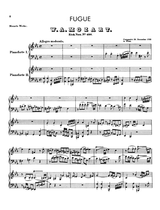 Mozart【Fugue K. 426】 and 【Sonata K. 448】For Two Pianos , Four Hands