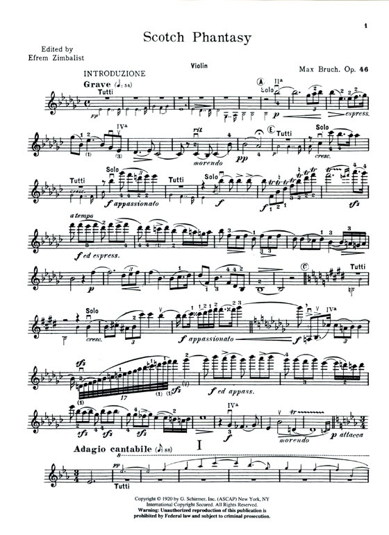 Bruch【Scotch Phantasy Op. 46】for the Violin with Piano Accompaniment