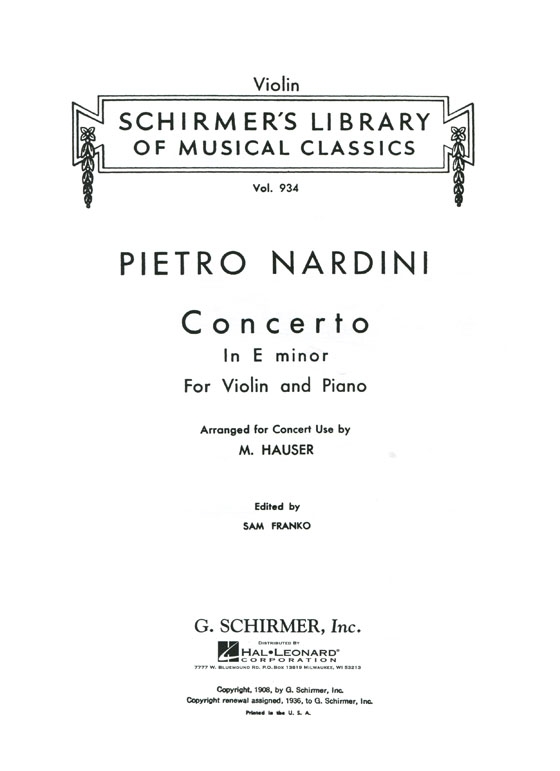 Nardini【Concerto In E minor】for Violin and Piano