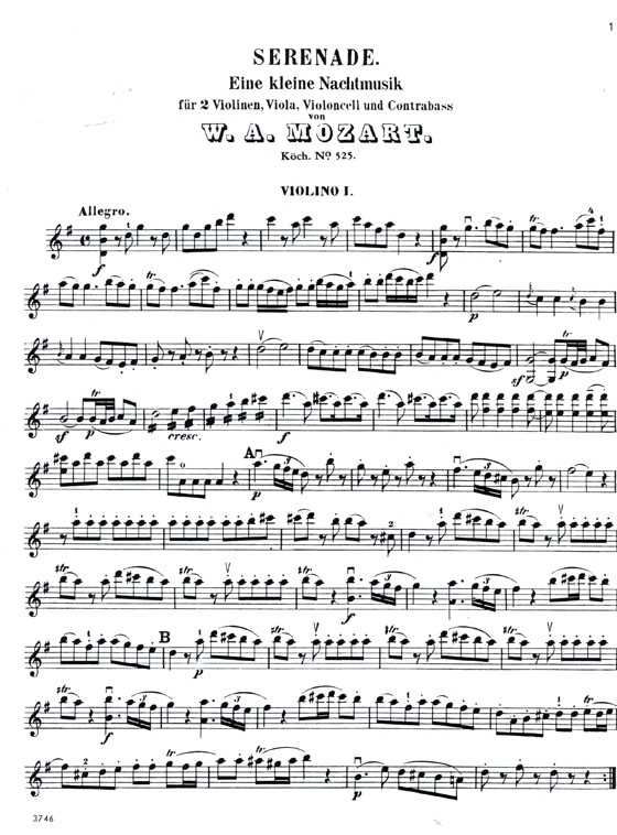 Mozart【Eine Kleine Nachtmusik K. 525】for Two Violins , Viola , Cello and Bass