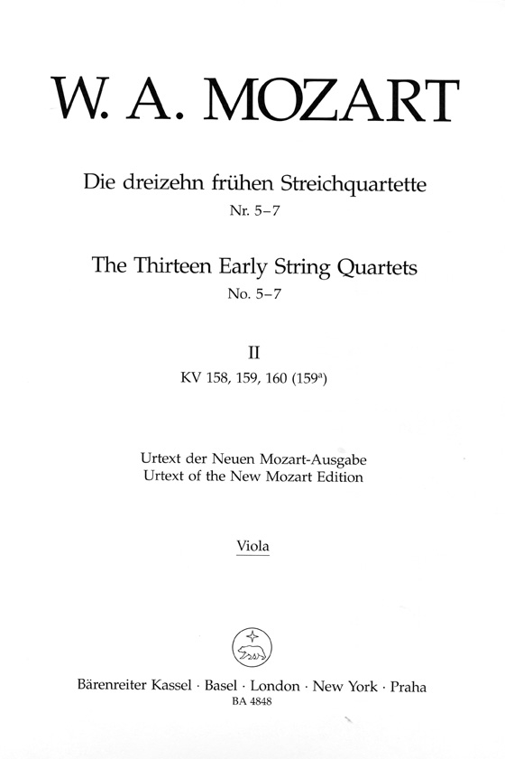 Mozart The Thirteen Early String Quartets No. 5-7【Ⅱ】K. 158、K. 159、K. 160