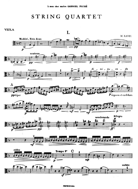 Ravel【Quartet in F Major】for Two Violins , Viola and Cello