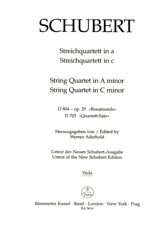 Schubert【String Quartet】in A minor D 804 , op. 29 , Rosamunde【String Quartet】in C minor , D 703 , Quartett-Satz