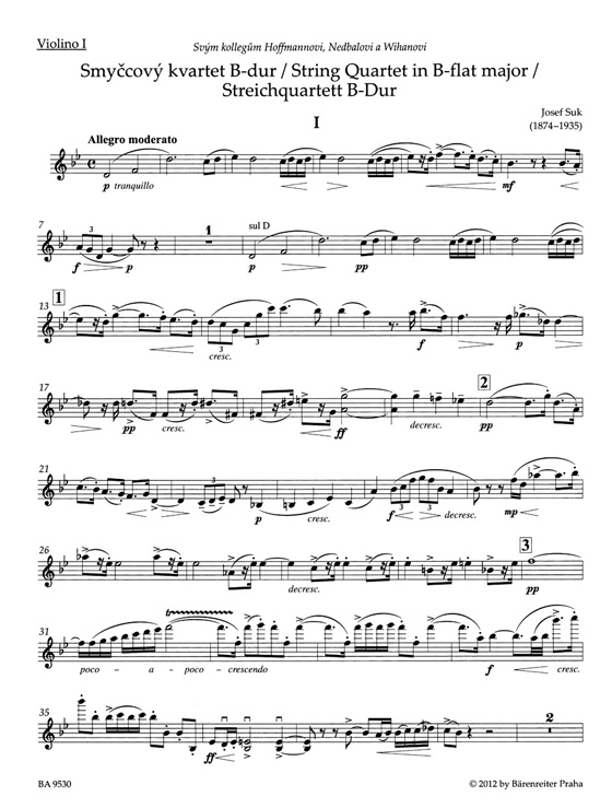 Suk【String Quartet】No. 1 in B-flat major , Op. 11