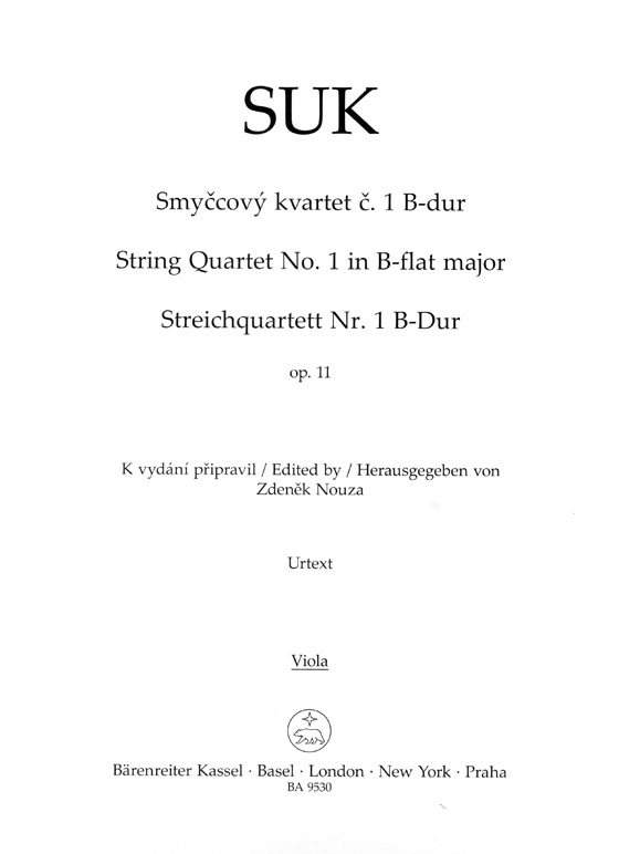 Suk【String Quartet】No. 1 in B-flat major , Op. 11