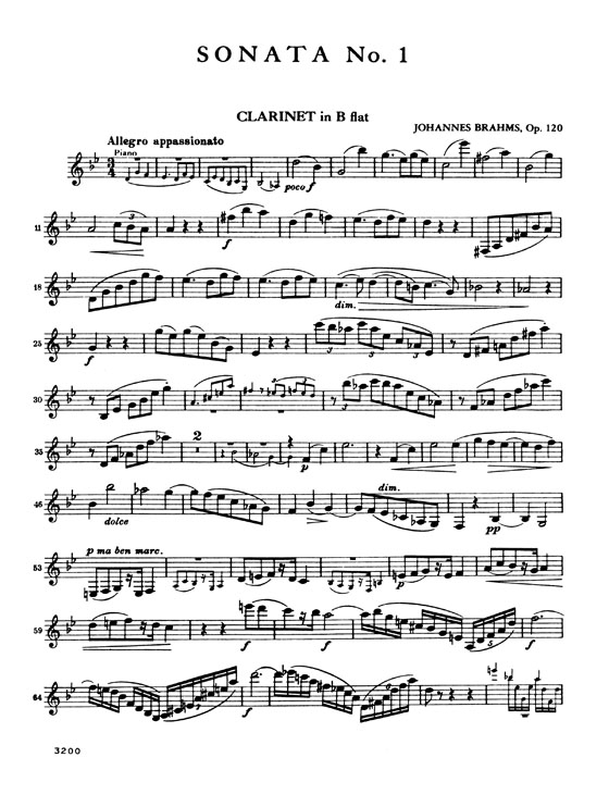 Brahms【Sonata No.1  in F Minor , Opus 120】for Clarinet and Piano