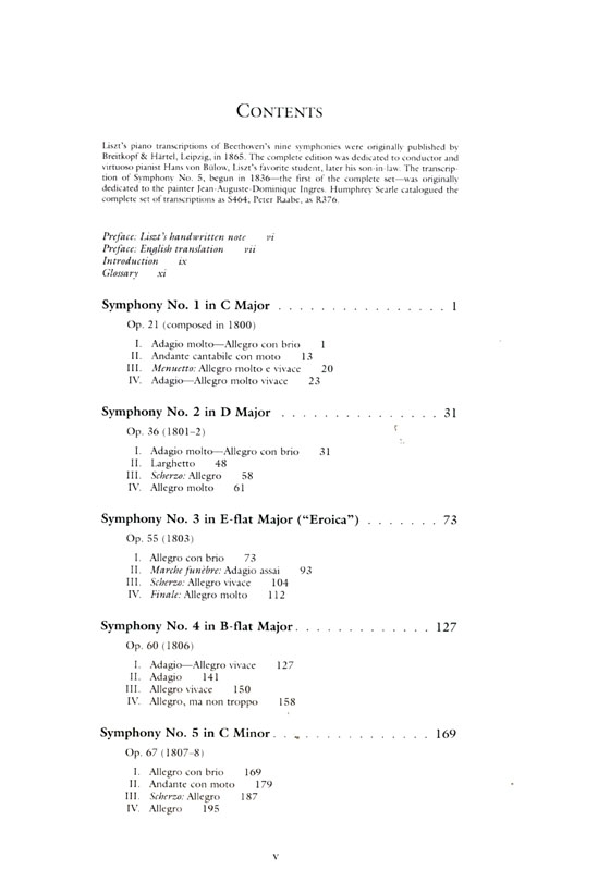 Liszt【Beethoven Symphonies , Nos. 1-5】Transcribed for Solo Piano