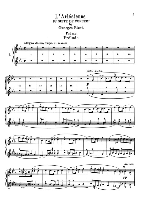 Bizet【L'Arlesienne Volume 1 , Nos. 1-11】for One Piano,Four Hands