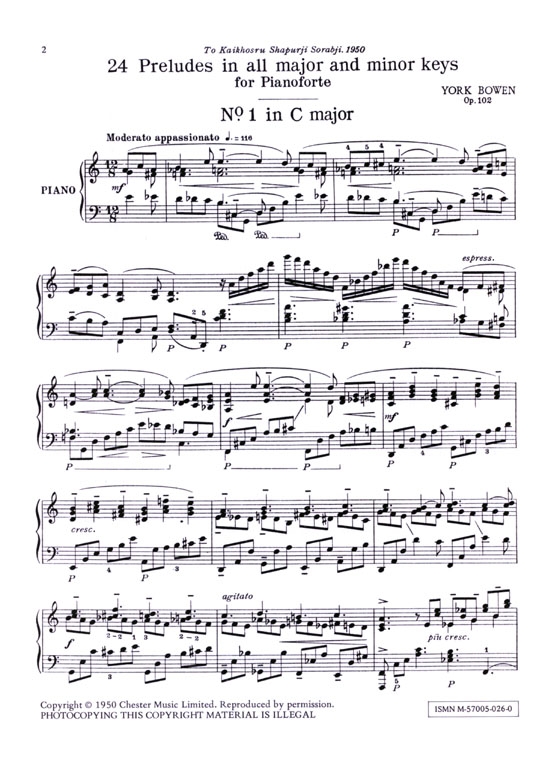 York Bowen【Twenty-four Preludes in all major and minor keys , Op. 102】for Piano Solo