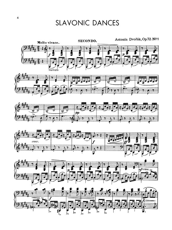 Dovorak【Slavonic Dances Op. 72】for One Piano / Four Hands