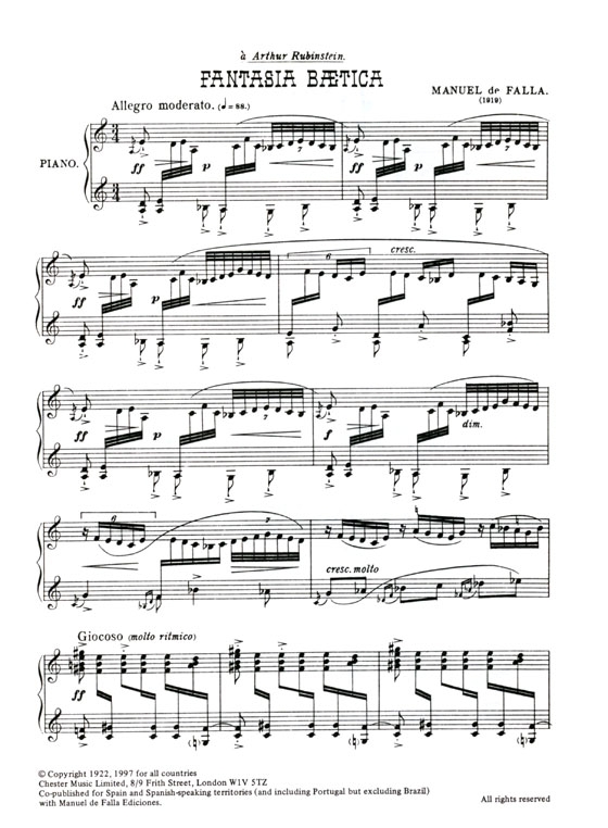 Manuel de Falla【Fantasia Baetica】For Piano