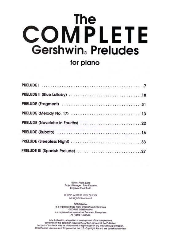 The Piano Works of George Gershwin【Complete Preludes】Solo Piano