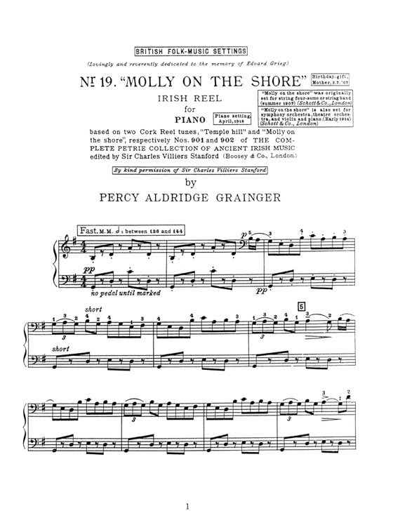 Percy Grainger【Country Gardens and Other Works】for Piano