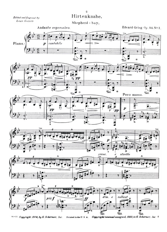 Grieg【Lyrical Pieces , Op. 54 】 for The Piano