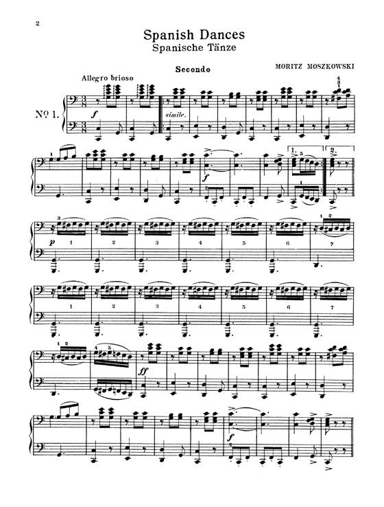 Moszkowski【Spanish Dances Opus 12】for One Piano / Four Hands