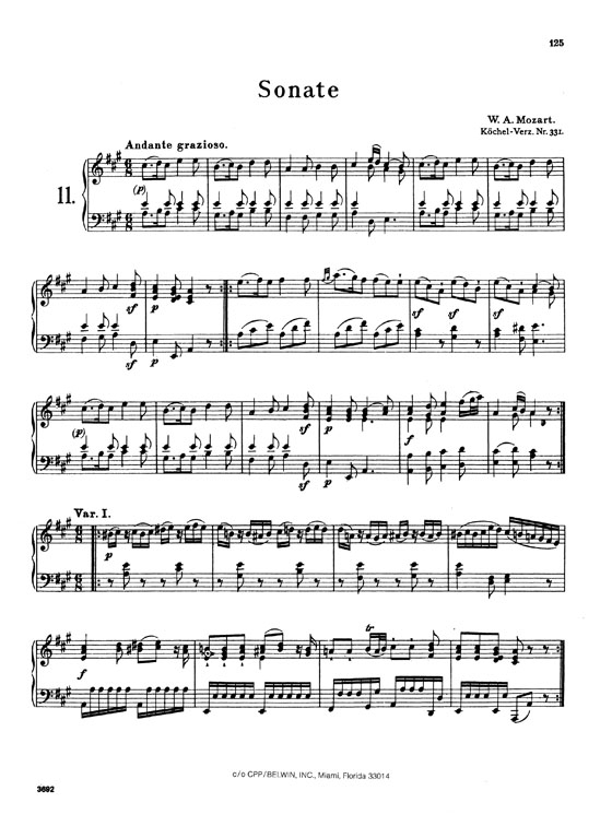 Mozart【Sonatas and Three Fantasias , Volume Ⅱ , Nos. 11-20】 for Piano