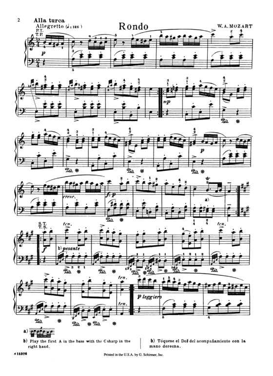 Mozart【Rondo A'la Turque from Sonata No. 16 in A Major】for Piano