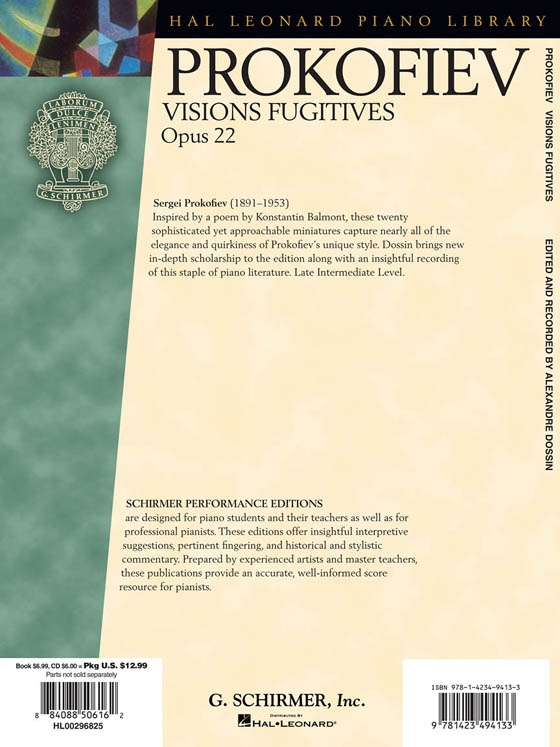 Prokofiev【CD+樂譜】Visions Fugitives , Opus 22  for Piano