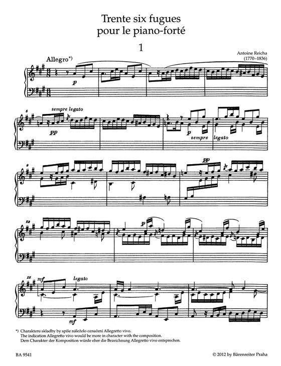 Reicha【36 Fugen / Fugues】für Klavier