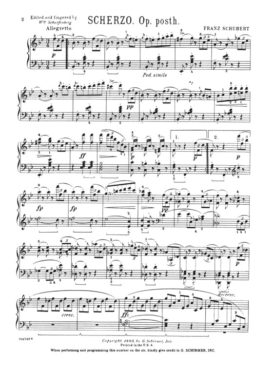 Schubert【Scherzo in B♭ Major (ed.Scharfenberg)】for The Piano