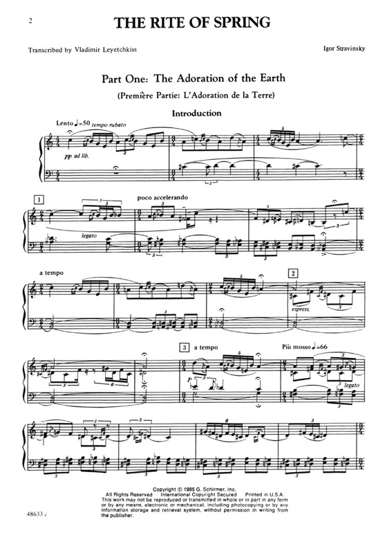 Stravinsky【The Rite of Spring】trans. for Piano Solo