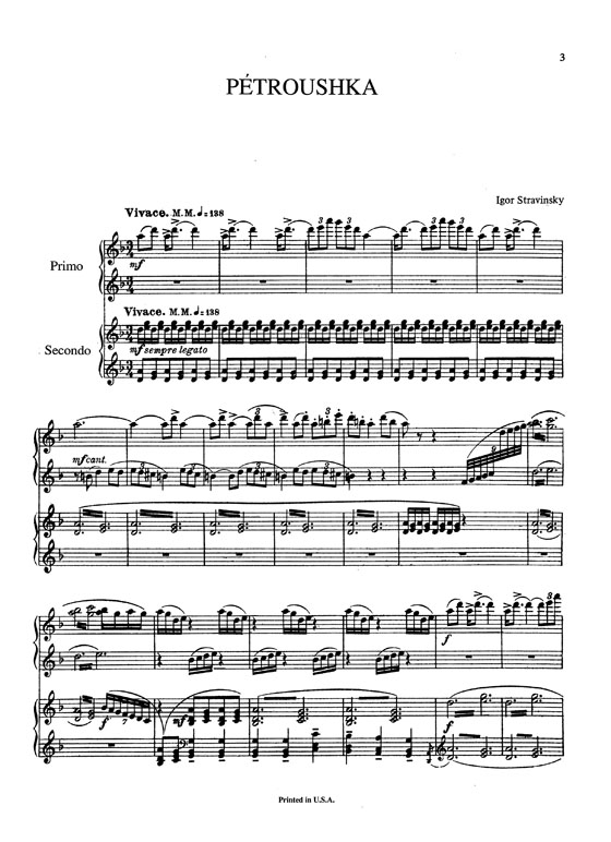 Stravinsky【Petroushka】for One Piano / Four Hands