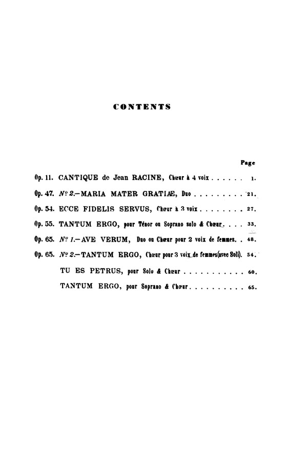 Faure【Religious Music】for One or More Voices with French or Latin text , Choral Score