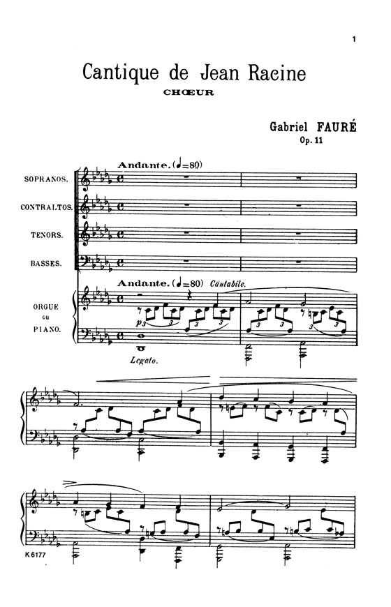 Faure【Religious Music】for One or More Voices with French or Latin text , Choral Score