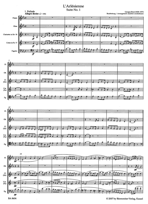 Bizet【L'Arlesienne , Suite Nr. 1】für Holzbläserquintett