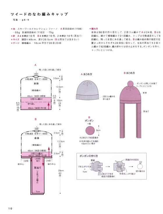 3日でカンタン!かぎ針と棒針で編むアラン&編み込みの帽子