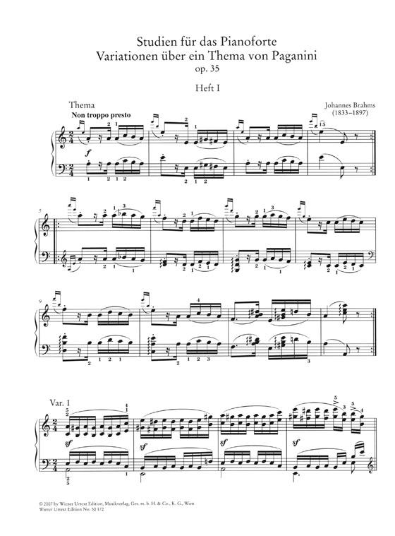 Brahms ブラームス パガニーニの主題による変奏曲 作品35