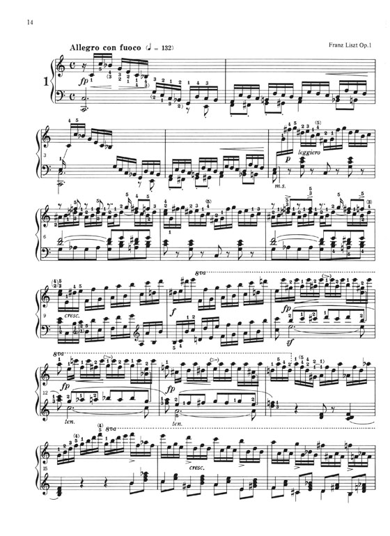 Liszt リスト12の練習曲作品1番12 Etüden für Klavier Op.1