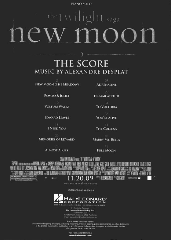 The Twilight Saga : New Moon-The Score , Piano Solo