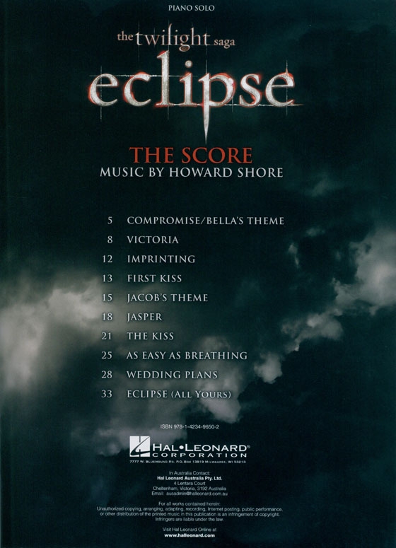 The Twilight Saga : Eclipse-The Score , Piano Solo