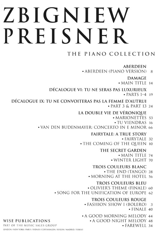 Zbigniew Preisner : The Piano Collection