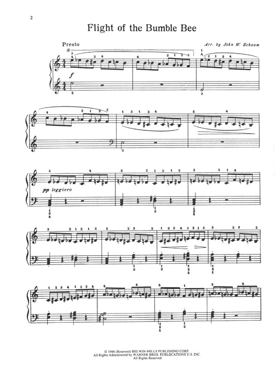 N. Rimsky-Korsakoff Flight of the Bumble Bee Piano Solo A John W. Schaum Arrangement