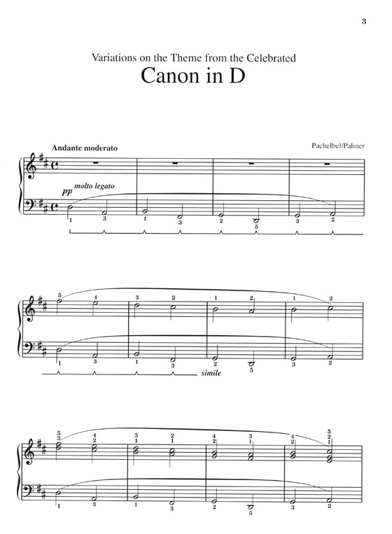 Pachelbel Canon in D Variations on the Theme for The Piano Edited by Willard A. Palmer