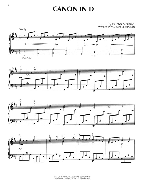 Pachelbel Canon in D Piano Solo