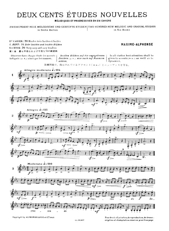 Maxime-Alphonse Deux cents Études Nouvelles Mélodiques et Progressives pour Cor (Vol. 1)
