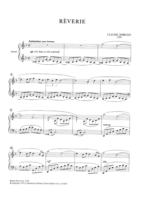 Claude Debussy Rêverie for Solo Piano (Urtext)