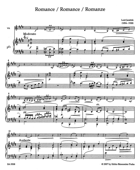 Janácek Works for Violin and Piano／Score and Part