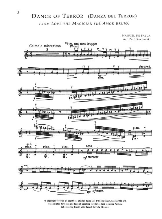 Manuel De Falla: Music for Violin arrangements for Violin and Piano from Love the Magician