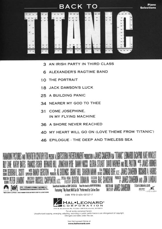 Back to Titanic Piano Selections